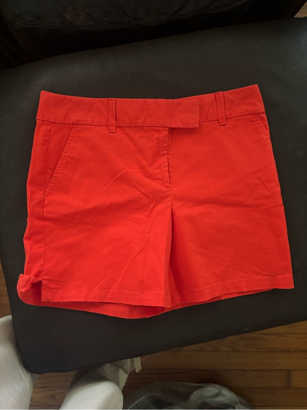 LOFT Orange Mid-Rise Bermuda Shorts